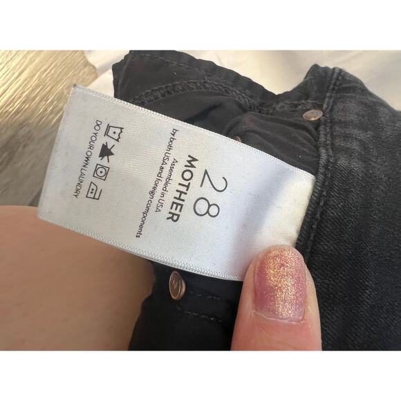Mother Insider Crop Step Fray Guilty Racer Black Sz 28‎ Jeans Raw Hem - Picture 14 of 16